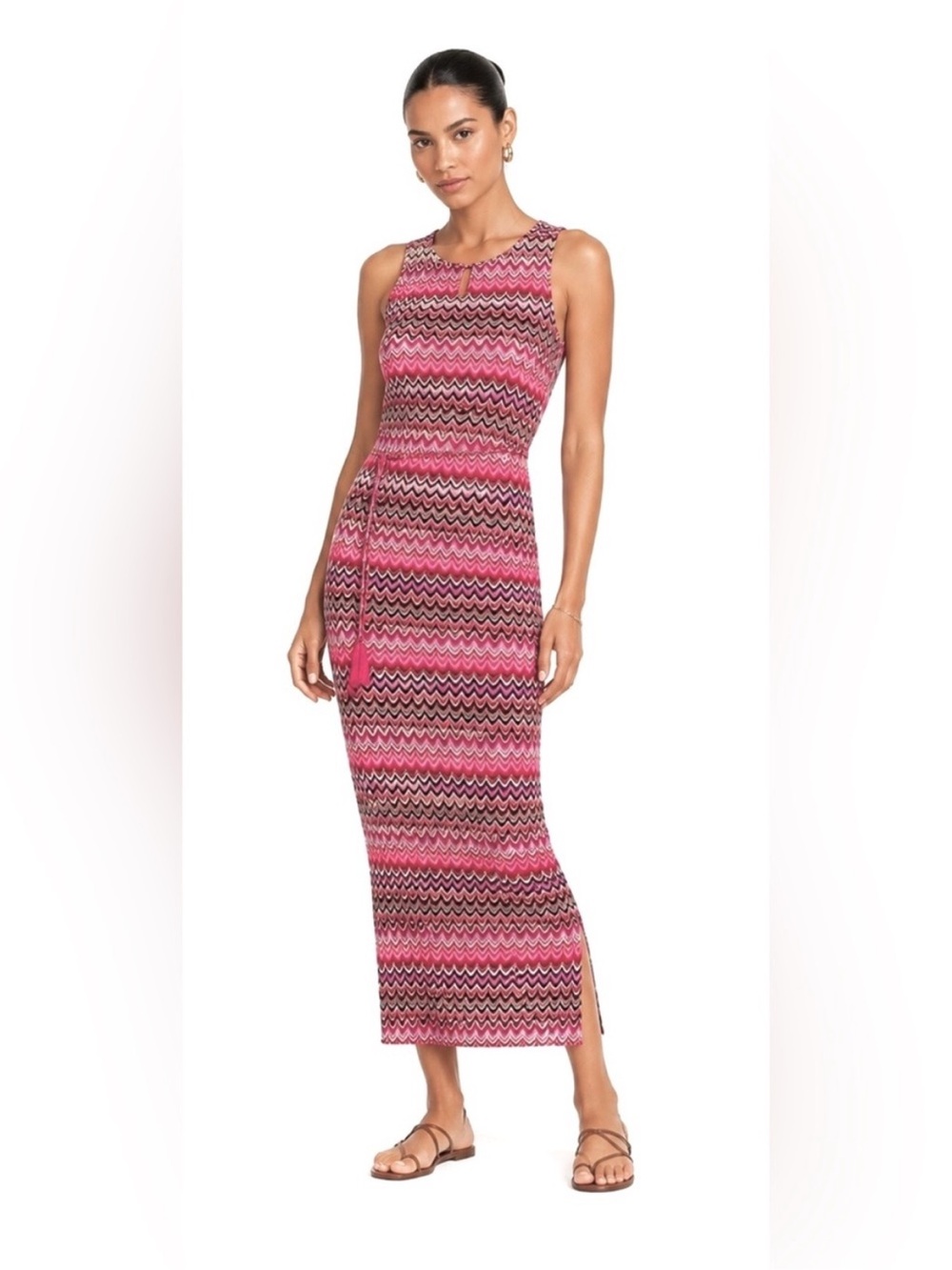 En Saison Sleeveless Chevron Maxi Dress